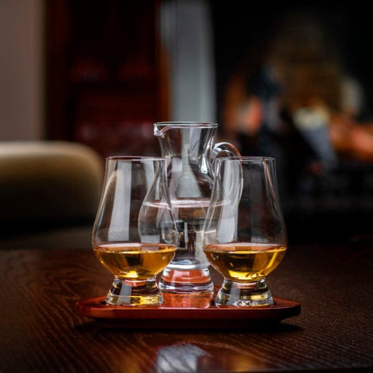 Glencairn – Flight Tray Whisky Set – Oak and Crystal – 3 Pieces - Mood4whisky