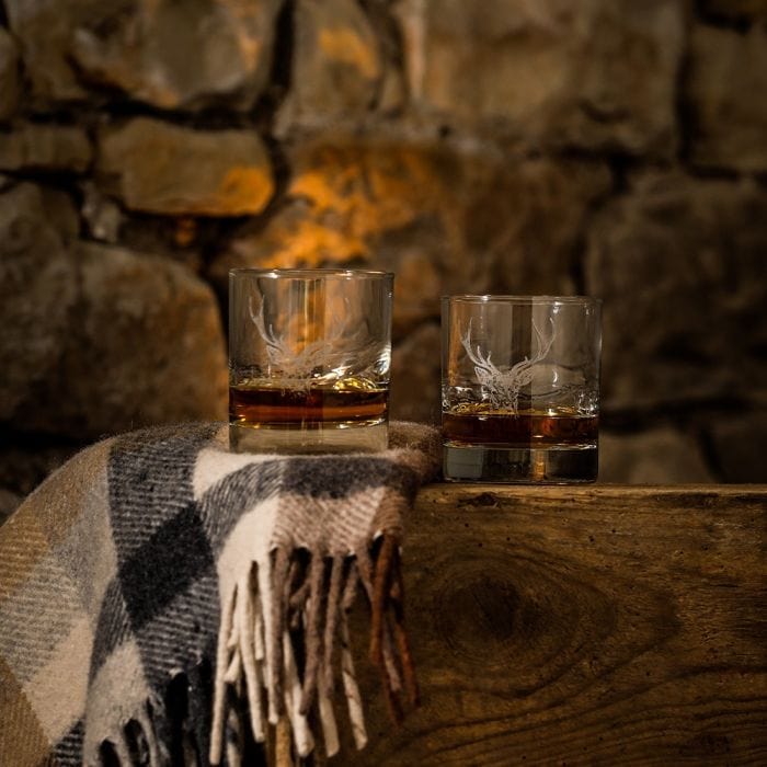 Just Slate Company – Whisky Tumbler – Engraved Stag – Set of 2 - Mood4whisky