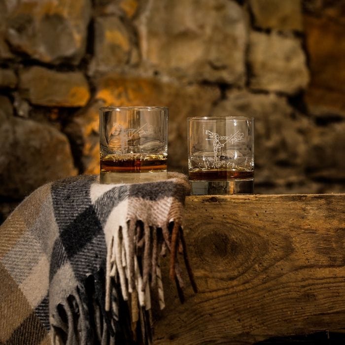 Just Slate Company – Whisky Tumbler Set – Engraved Fishing – 2 Pieces - Mood4whisky