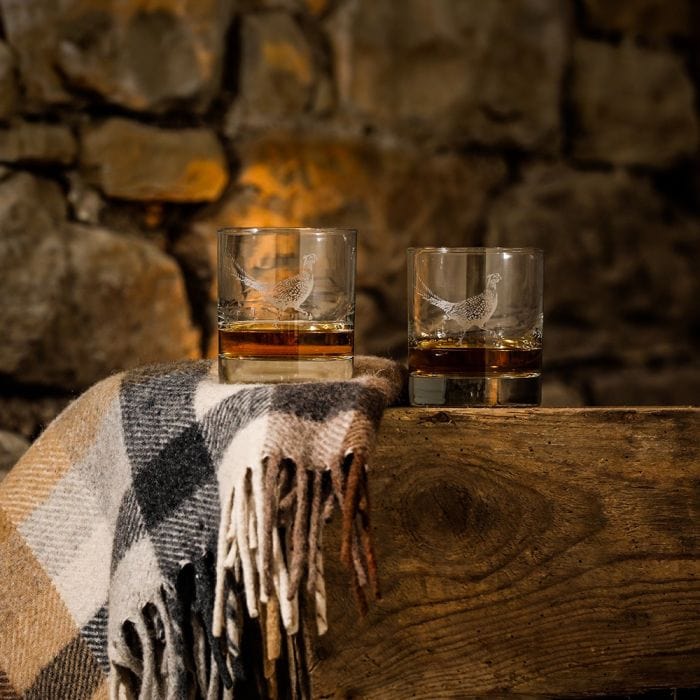 Just Slate Company – Whisky Tumbler Set – Engraved Pheasant – 2 Pieces - Mood4whisky