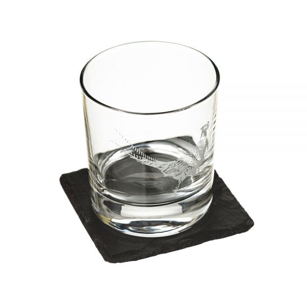 Just Slate Company – Whisky Tumbler Set – Engraved Pheasant – Gift Boxed - Mood4whisky