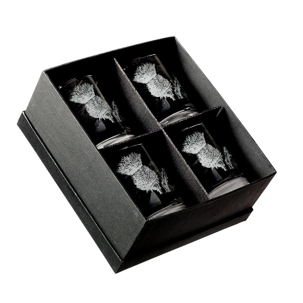 Just Slate Company – Whisky Tumblers – Engraved Thistle – Set of 4 - Mood4whisky