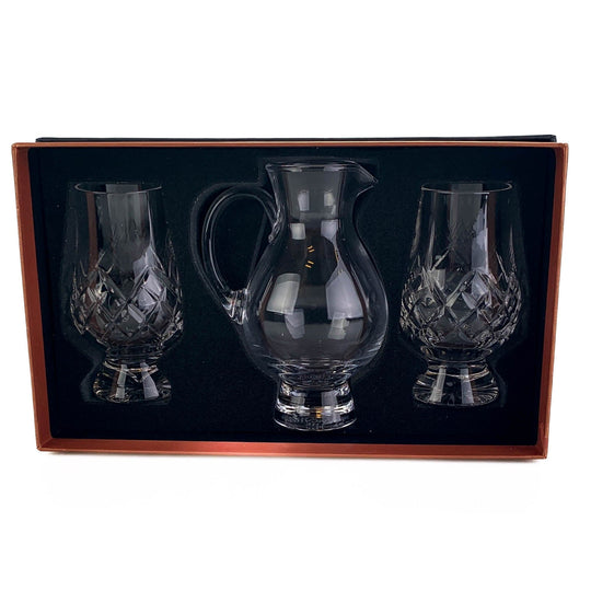 In this photo Glencairn Water Jug Gift Set with 2 Cut Glasses Mood4Whisky
